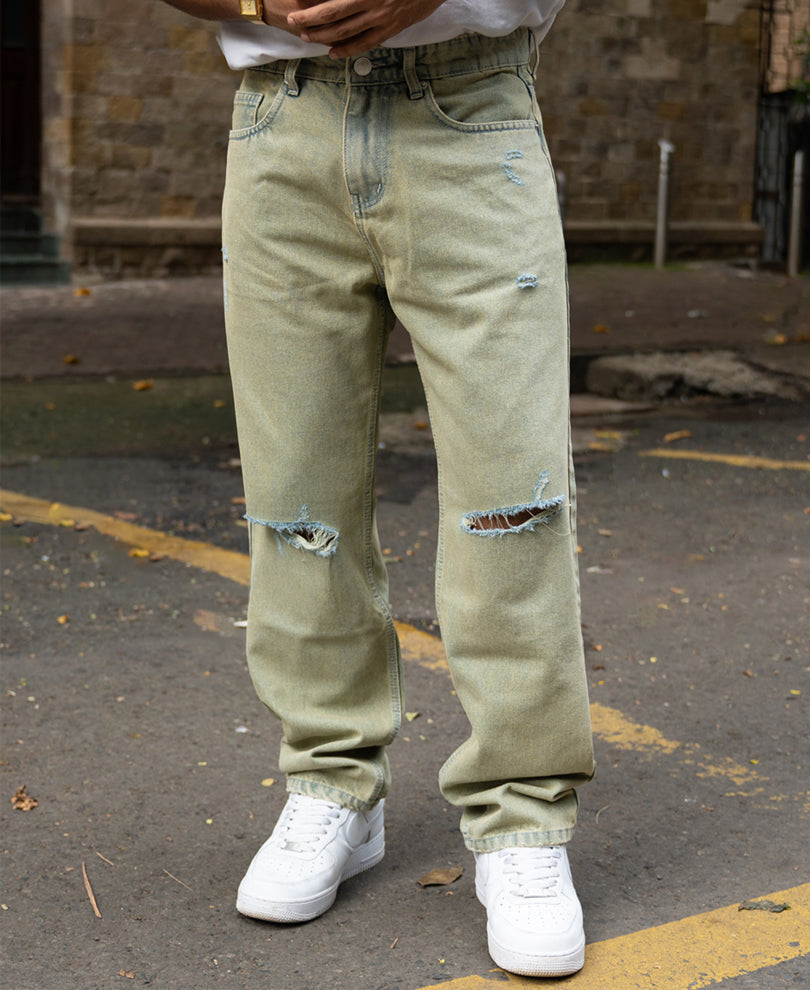 Tinted Blue Distressed Jeans