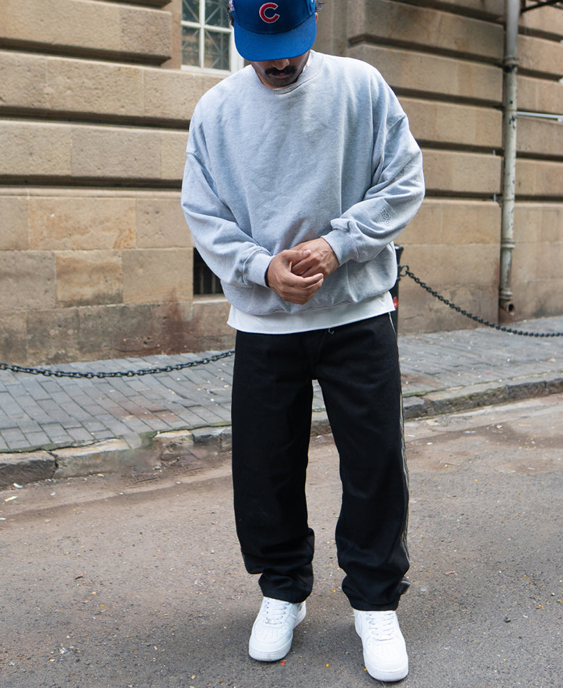 Black Contrast Detail Baggy Jeans