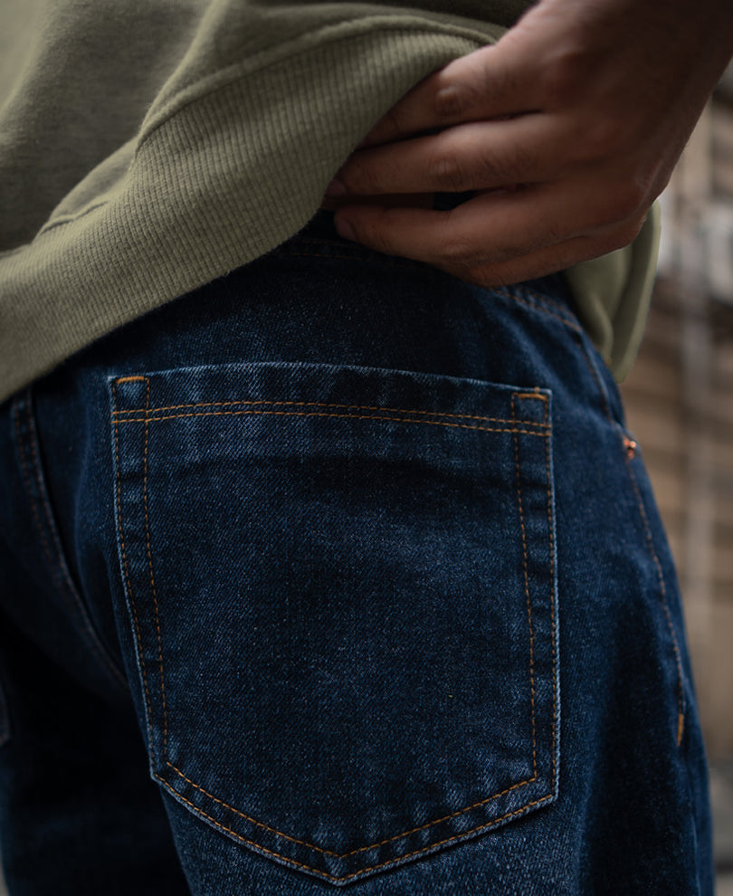 Dark Blue Basic Baggy Fit Denim Jeans