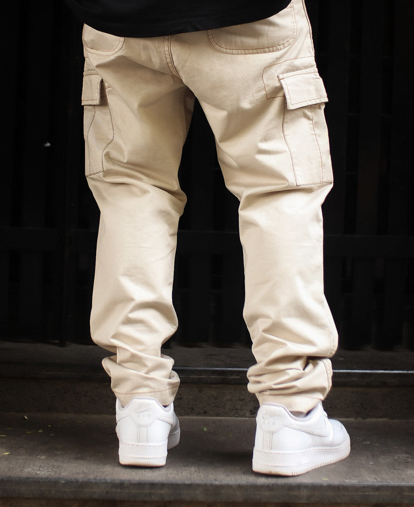 Cream Regular Fit Pocket Cargo Pant