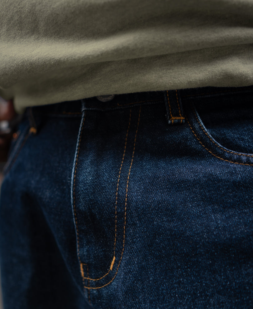 Dark Blue Basic Baggy Fit Denim Jeans