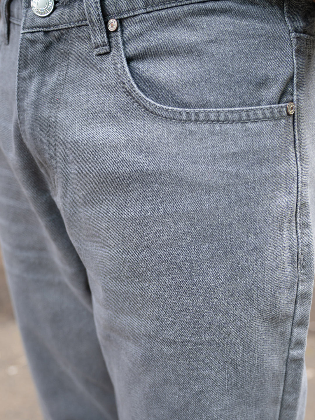 Mid Grey Washed Baggy Fit Jeans