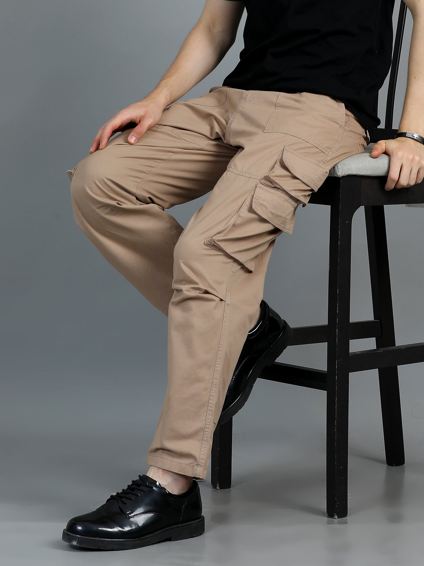 Pack of 2 Cotton Relaxed Fit Cargo Trousers, Brown khakhi