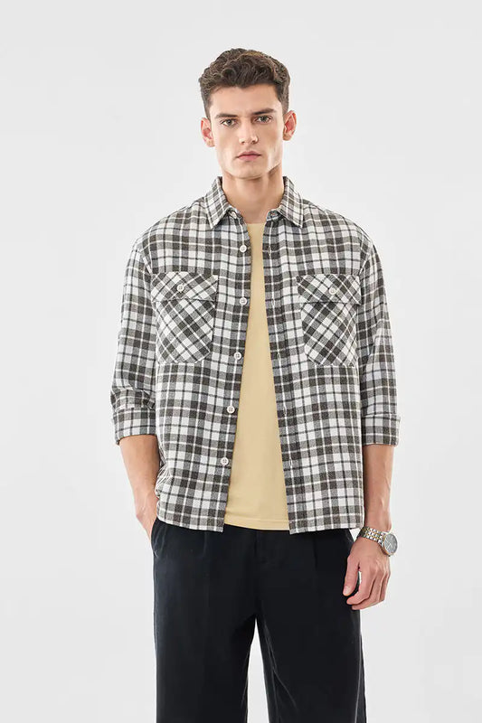 Double Pocket Plaid Overshirt