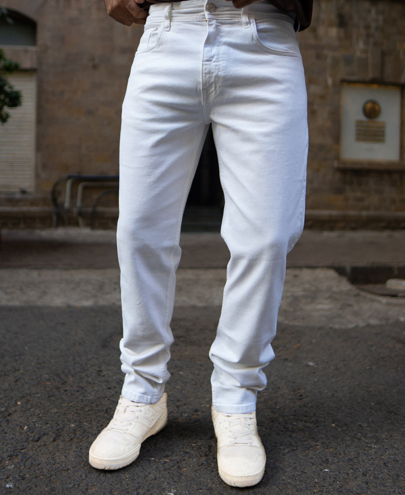 White Regular Fit Denim