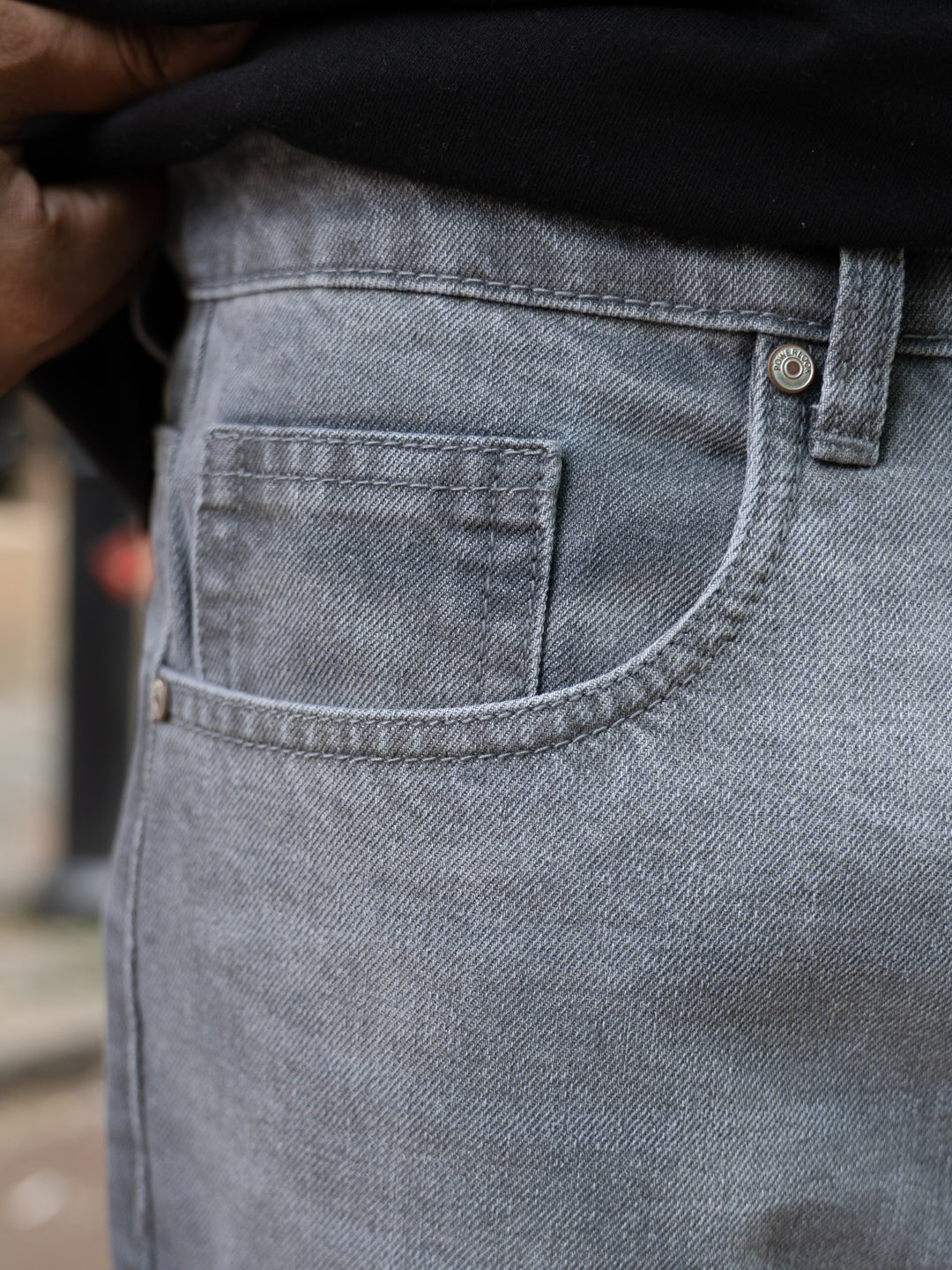 Mid Grey Washed Baggy Fit Jeans