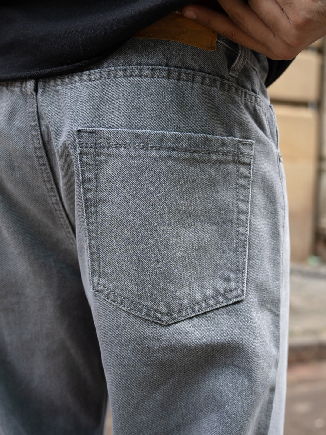 Mid Grey Washed Baggy Fit Jeans