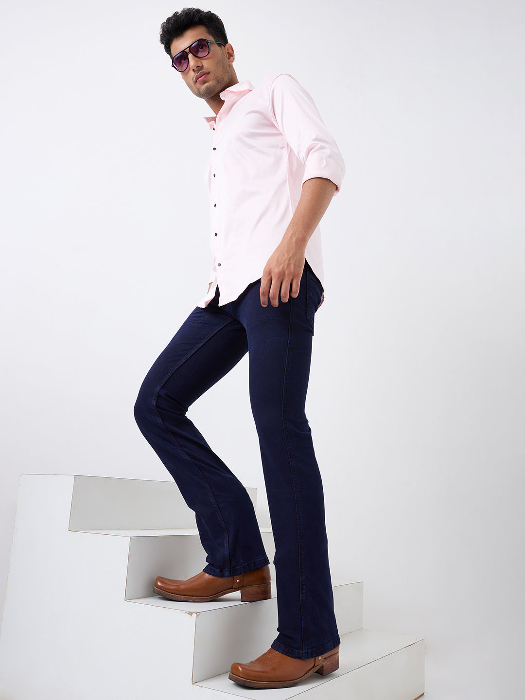 Men's Bootcut  Jeans - Comfortable Stretch Stylish Mid-Rise Denim Pants – Midnight Navy