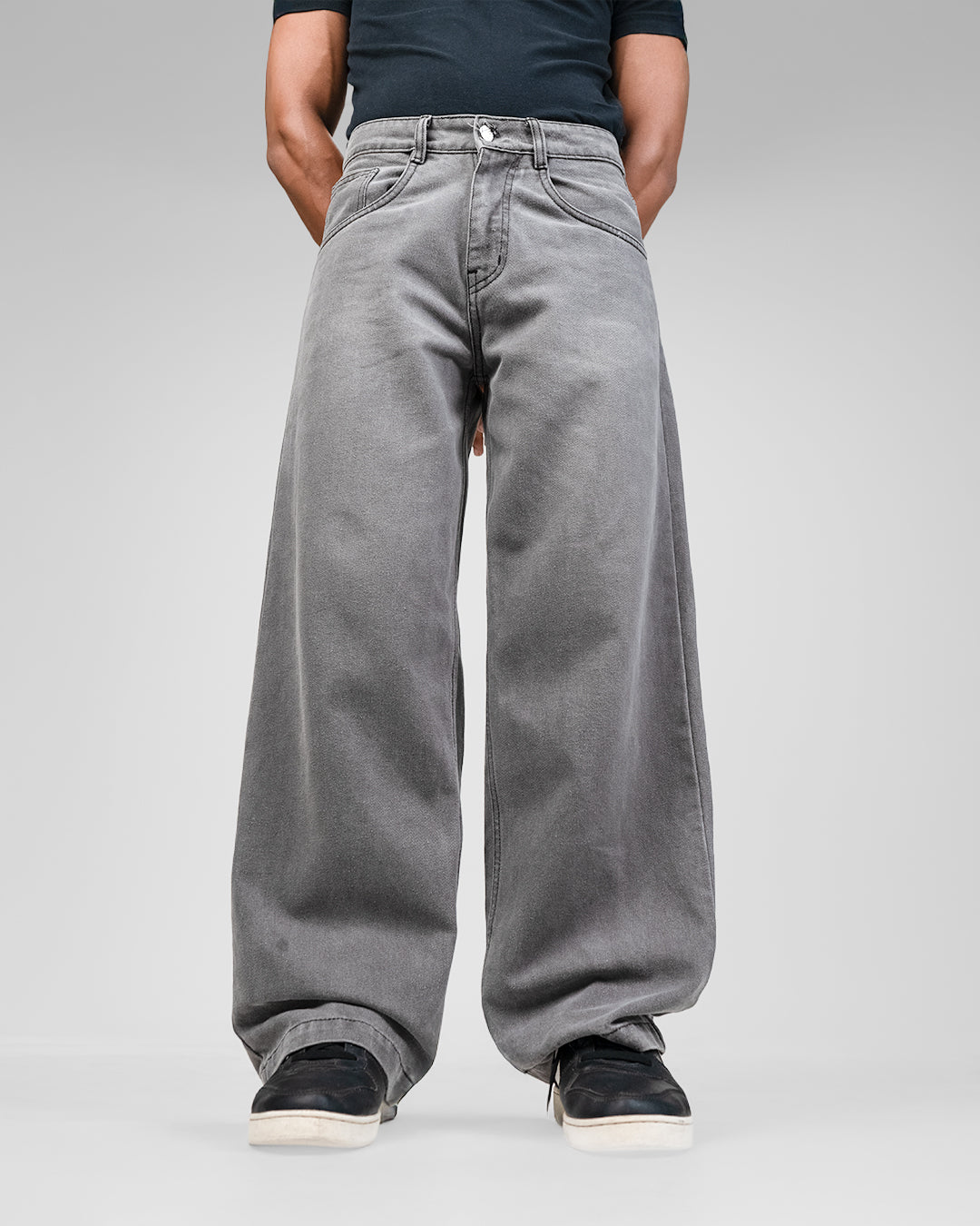 Ash Grey Baggy Denim Jeans