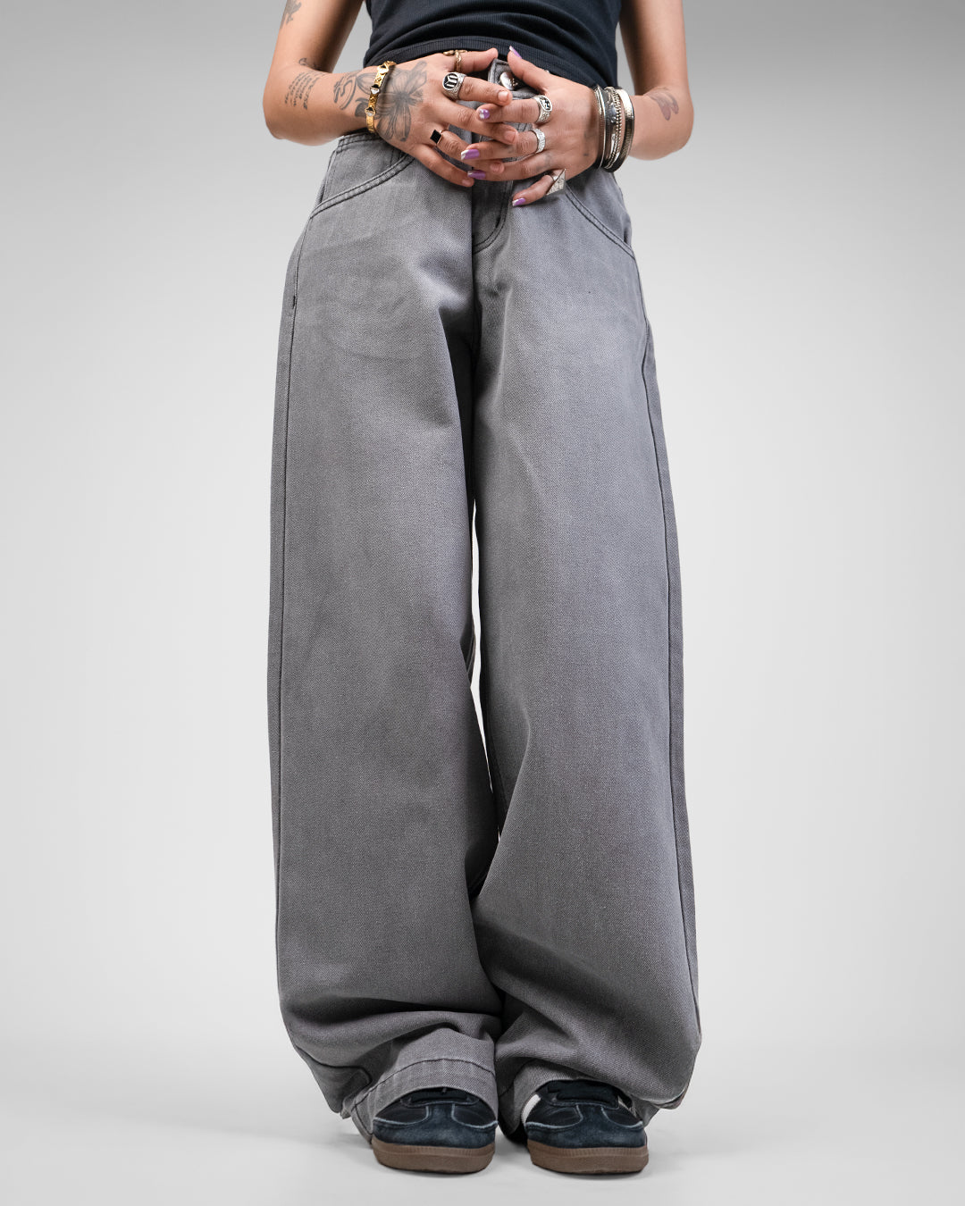 Ash Grey Baggy Denim Jeans