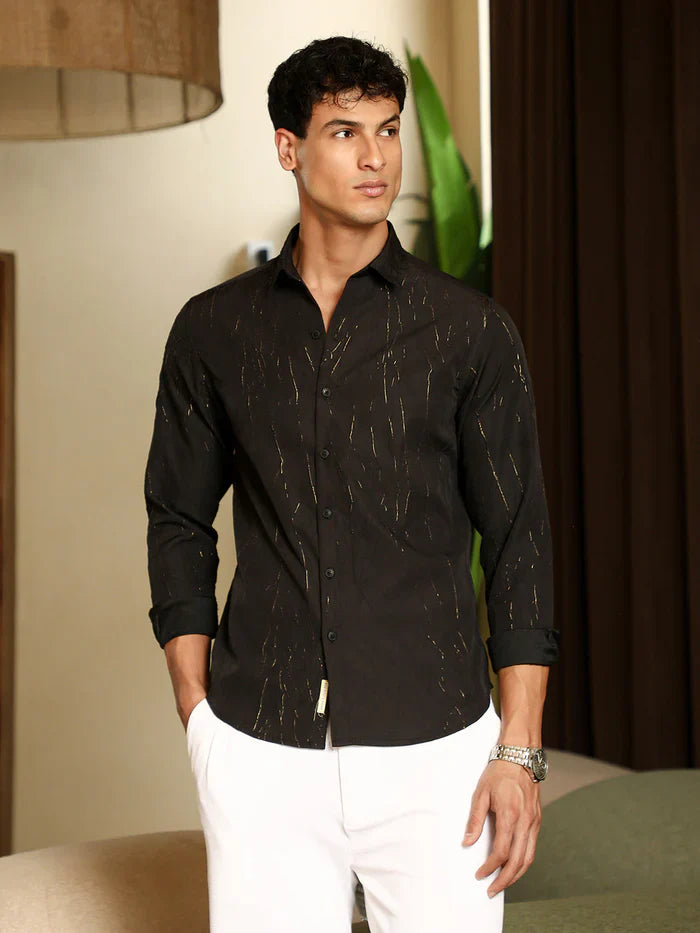 Metallic-Crushed Textured Shirt