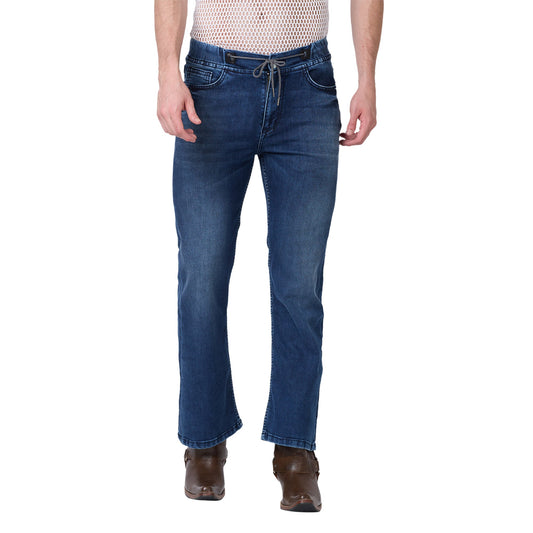 Mens Indigo Blue Bootcut Slim Fit Strechable Joggers