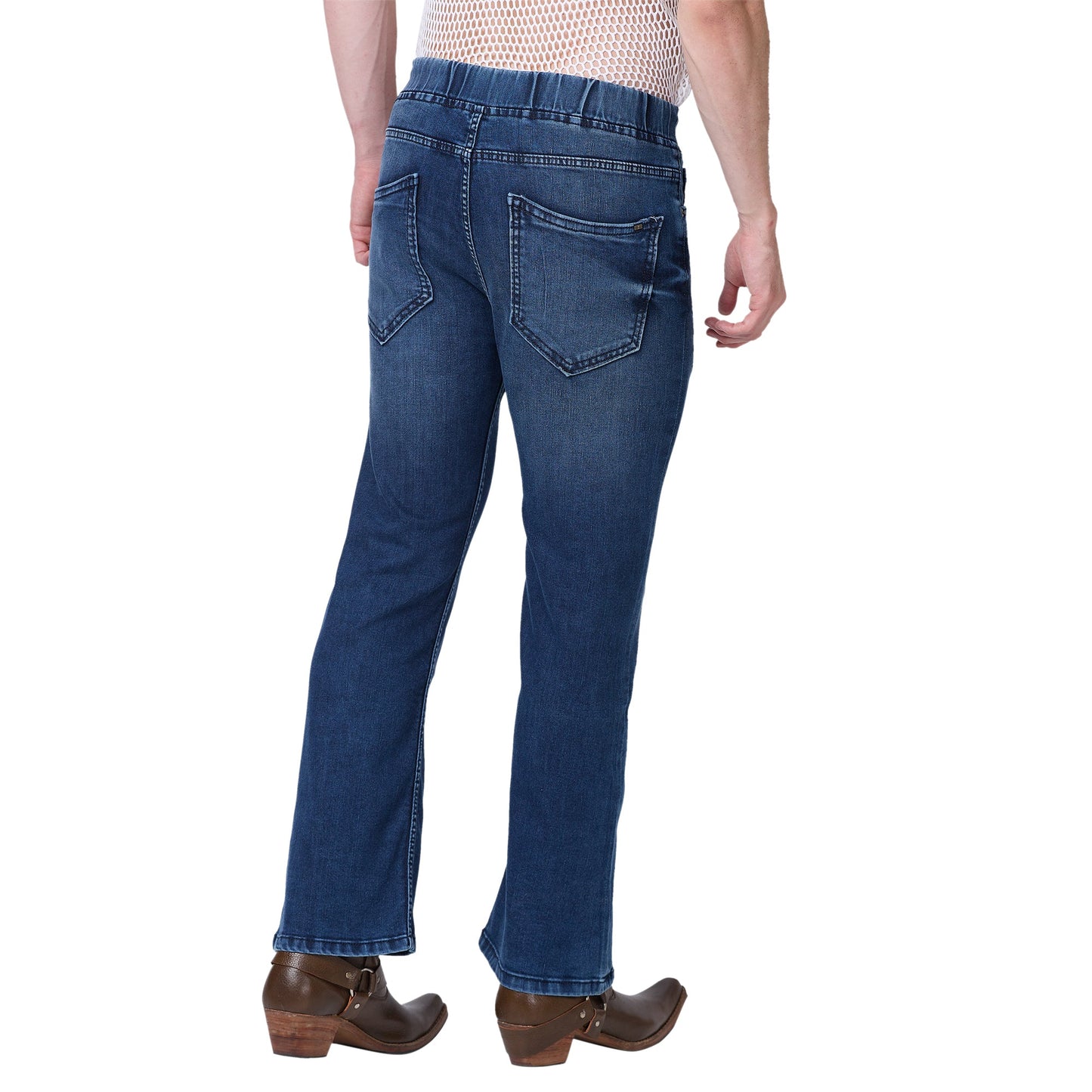 Mens Indigo Blue Bootcut Slim Fit Strechable Joggers