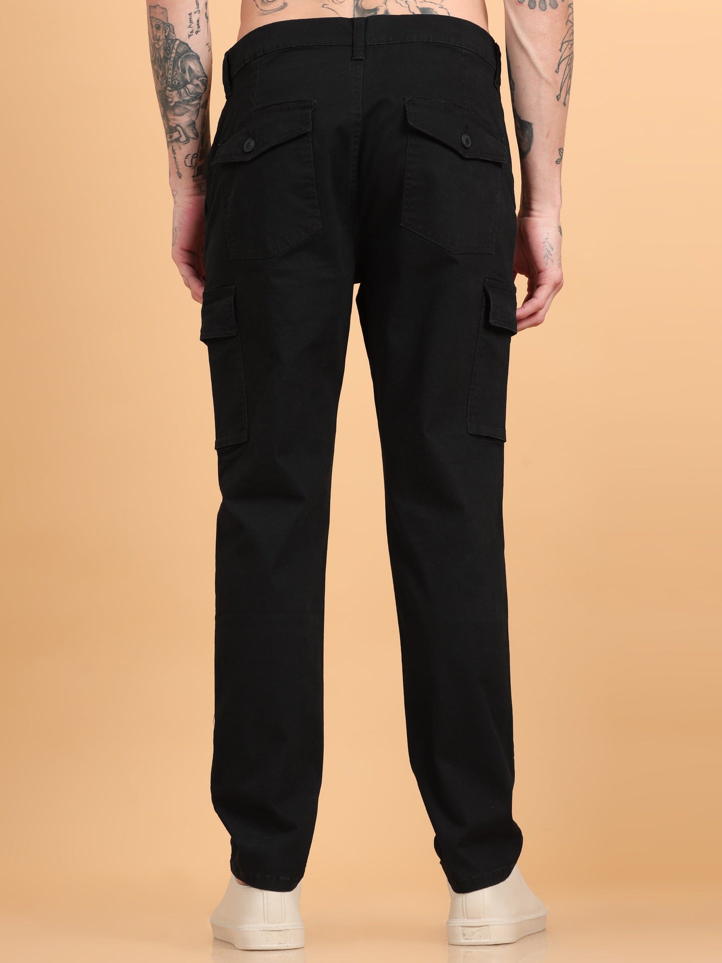 Pack of 2 Cotton Regular Fit Cargo Trousers, BLACK BROWN