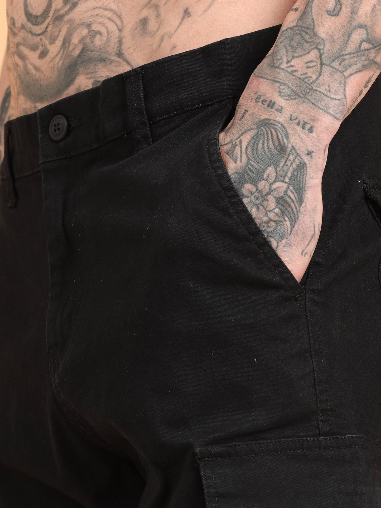 Pack of 2 Cotton Regular Fit Cargo Trousers, BLACK GRAPHITE GREY