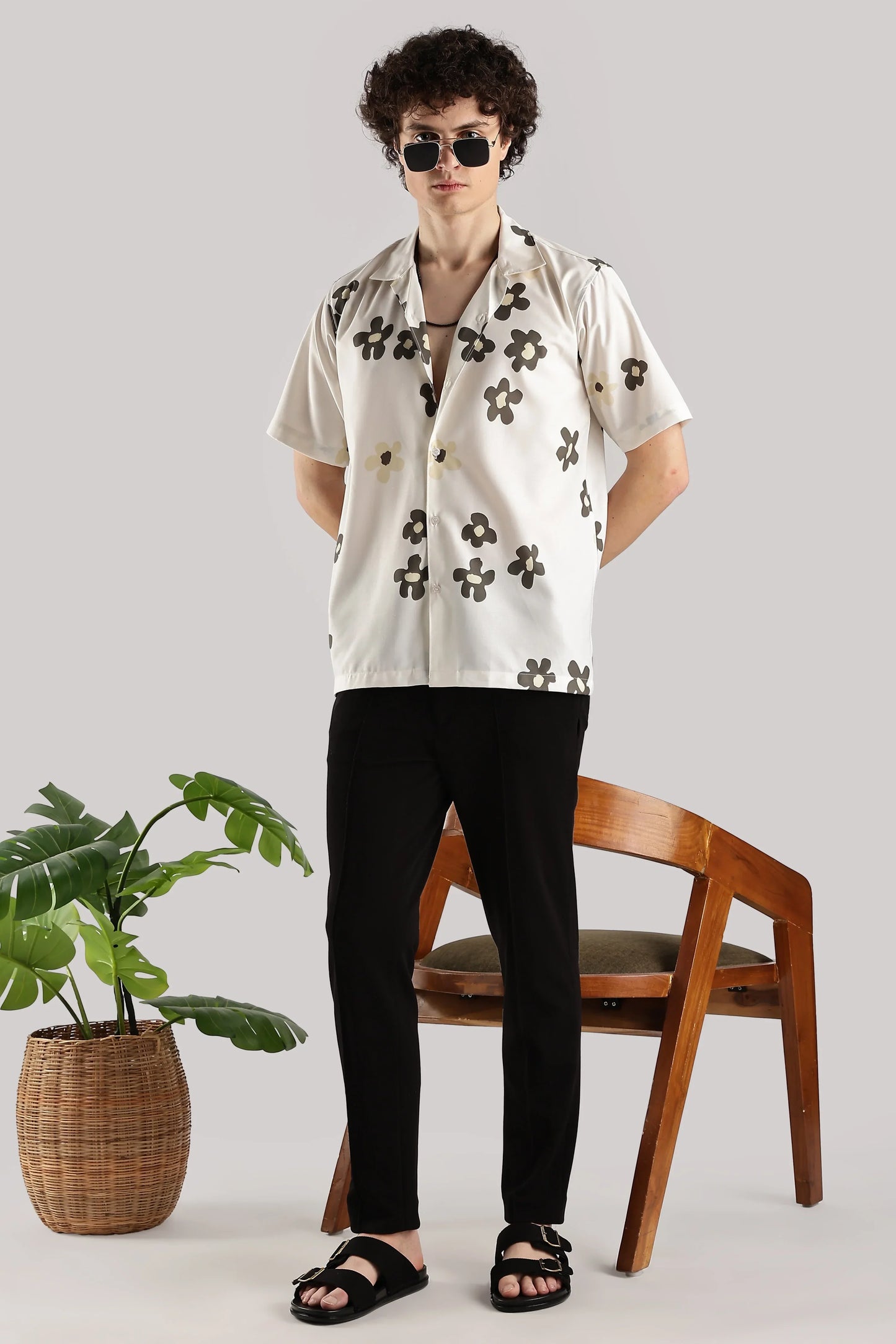 Off white floral printed shirt for men