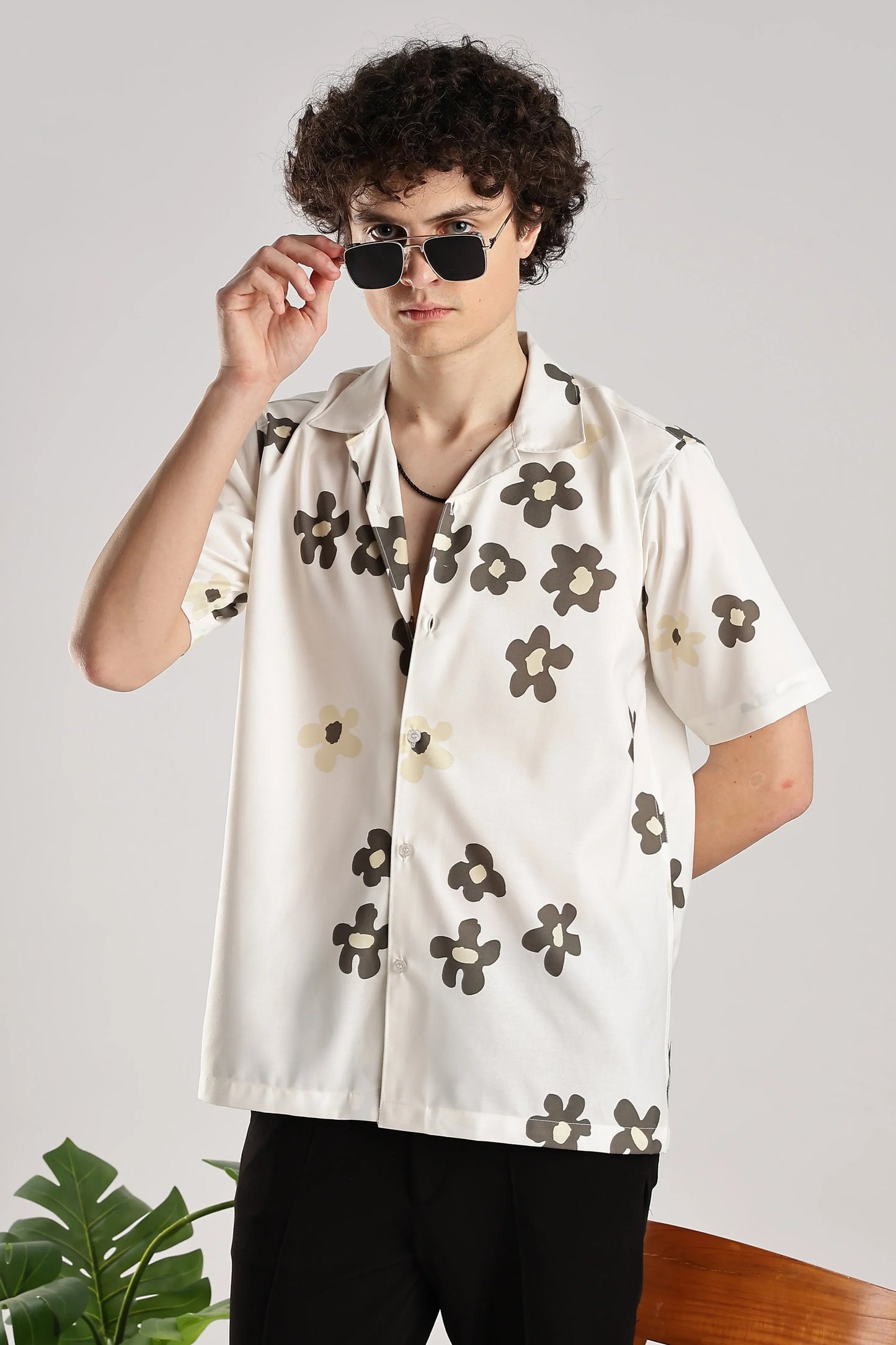 Off white floral printed shirt for men