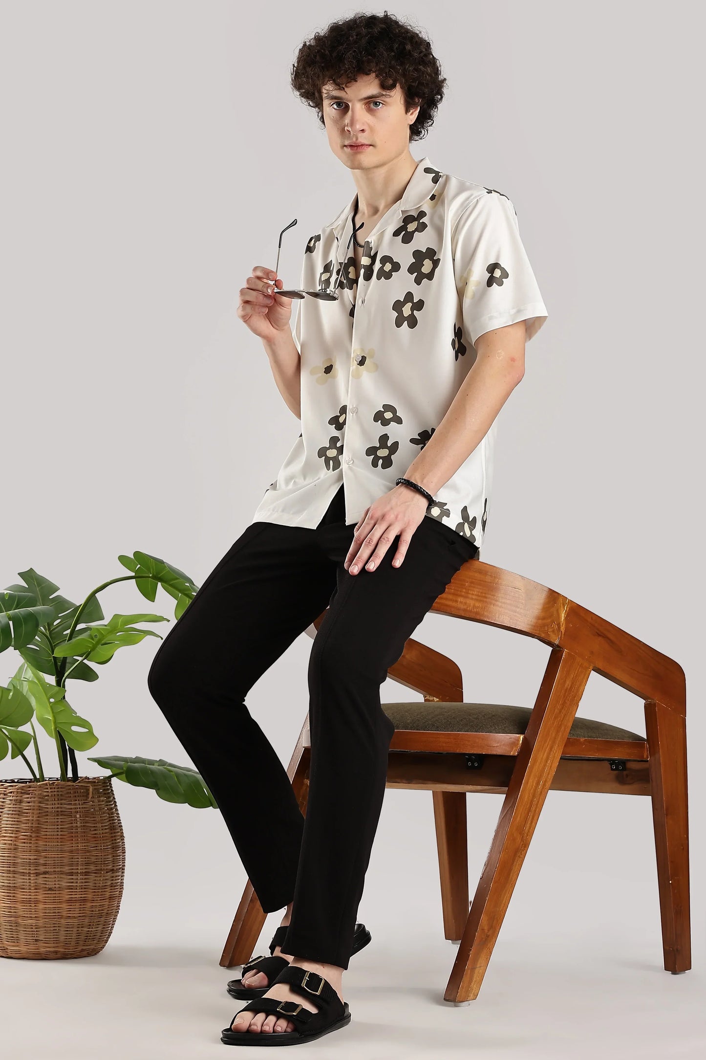 Off white floral printed shirt for men