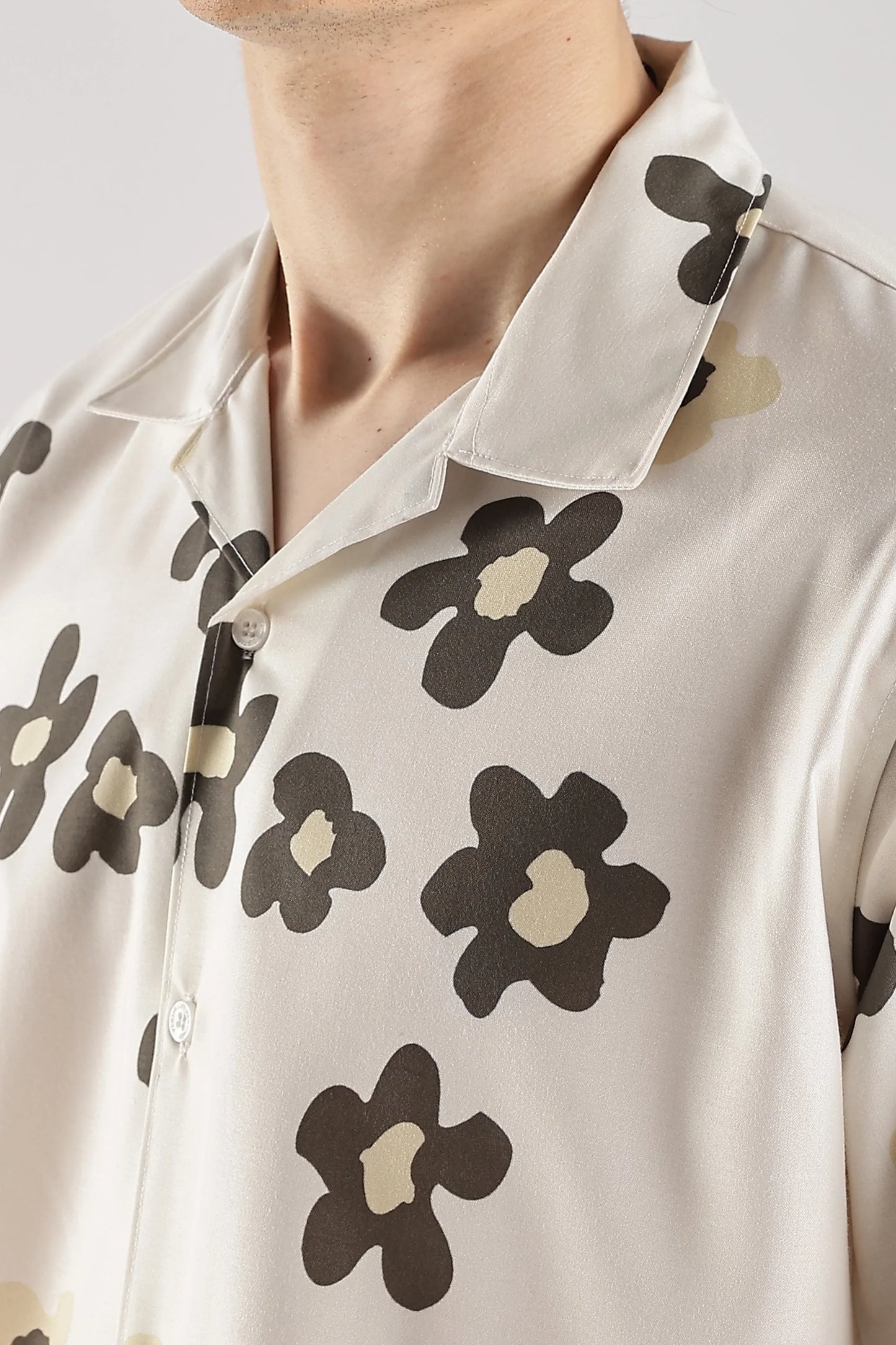 Off white floral printed shirt for men