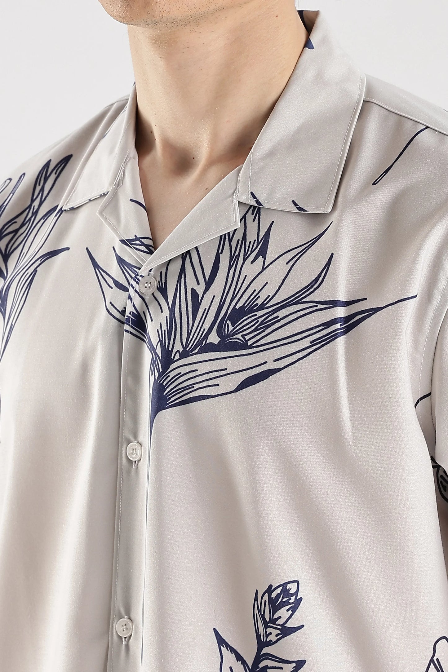 Leaf printed short sleeve shirt for men