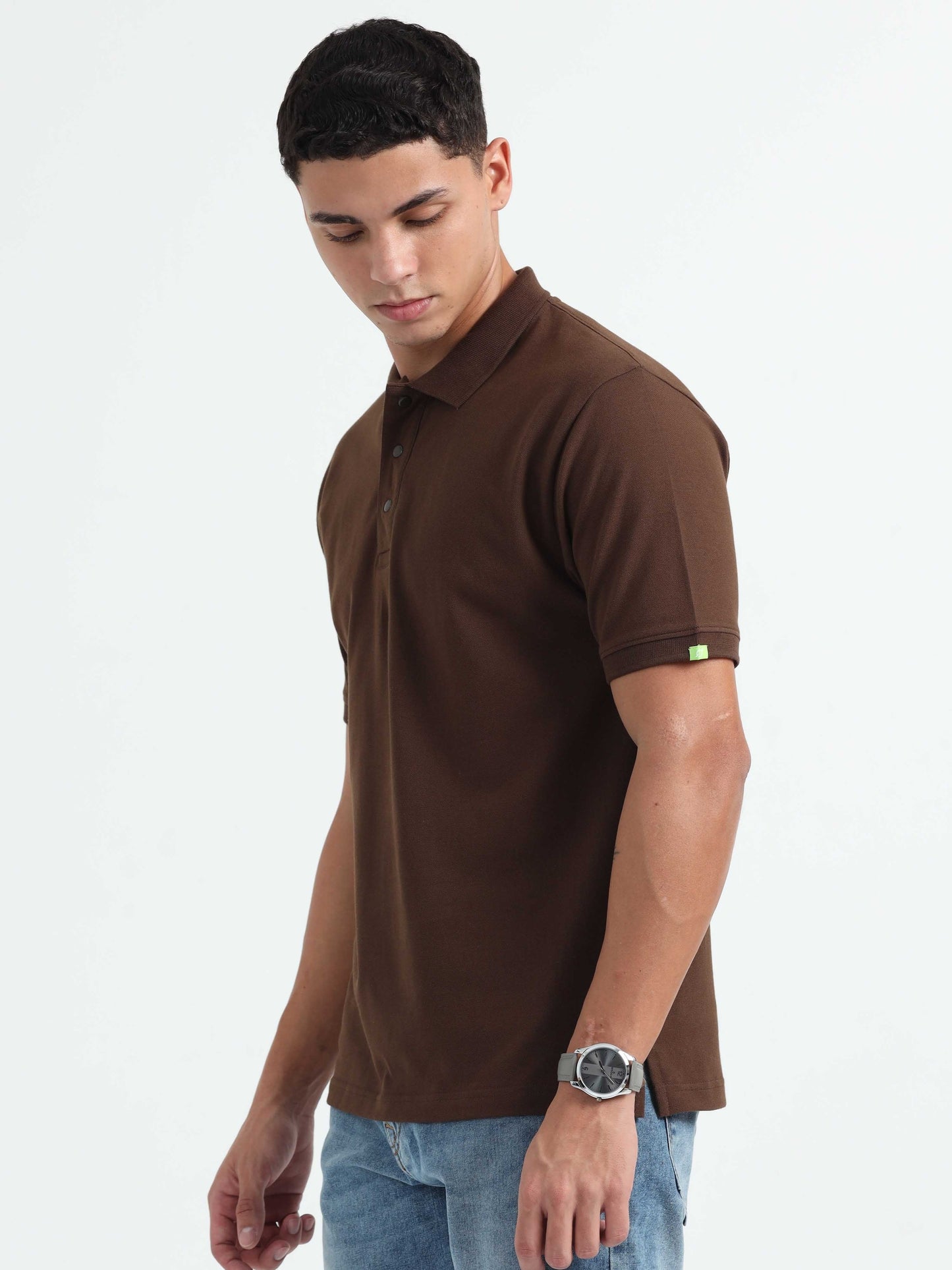 Caslay Organic Cotton Chocolate Polo T-Shirt | Earthy Tone, Sustainable Comfort
