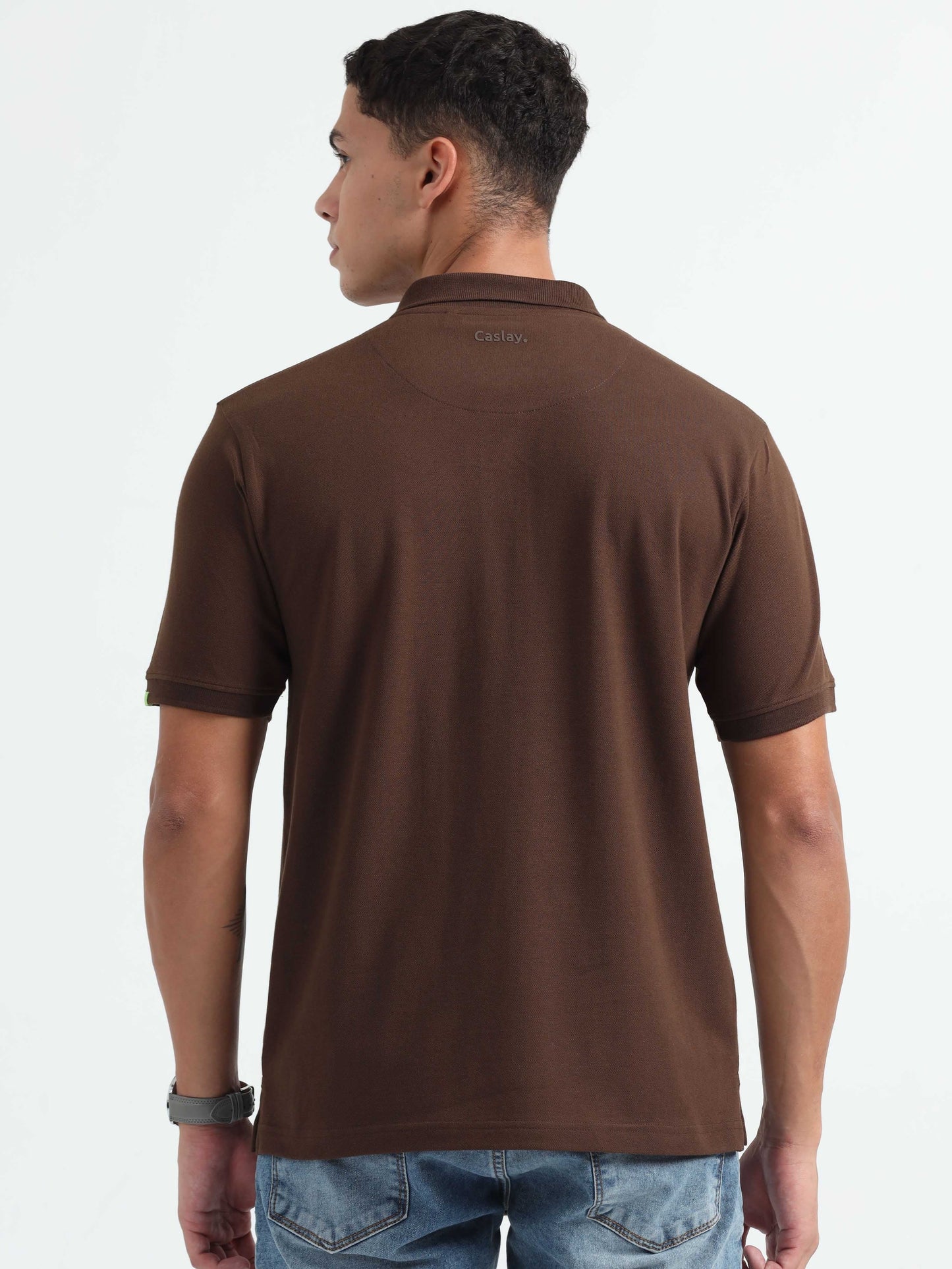 Caslay Organic Cotton Chocolate Polo T-Shirt | Earthy Tone, Sustainable Comfort