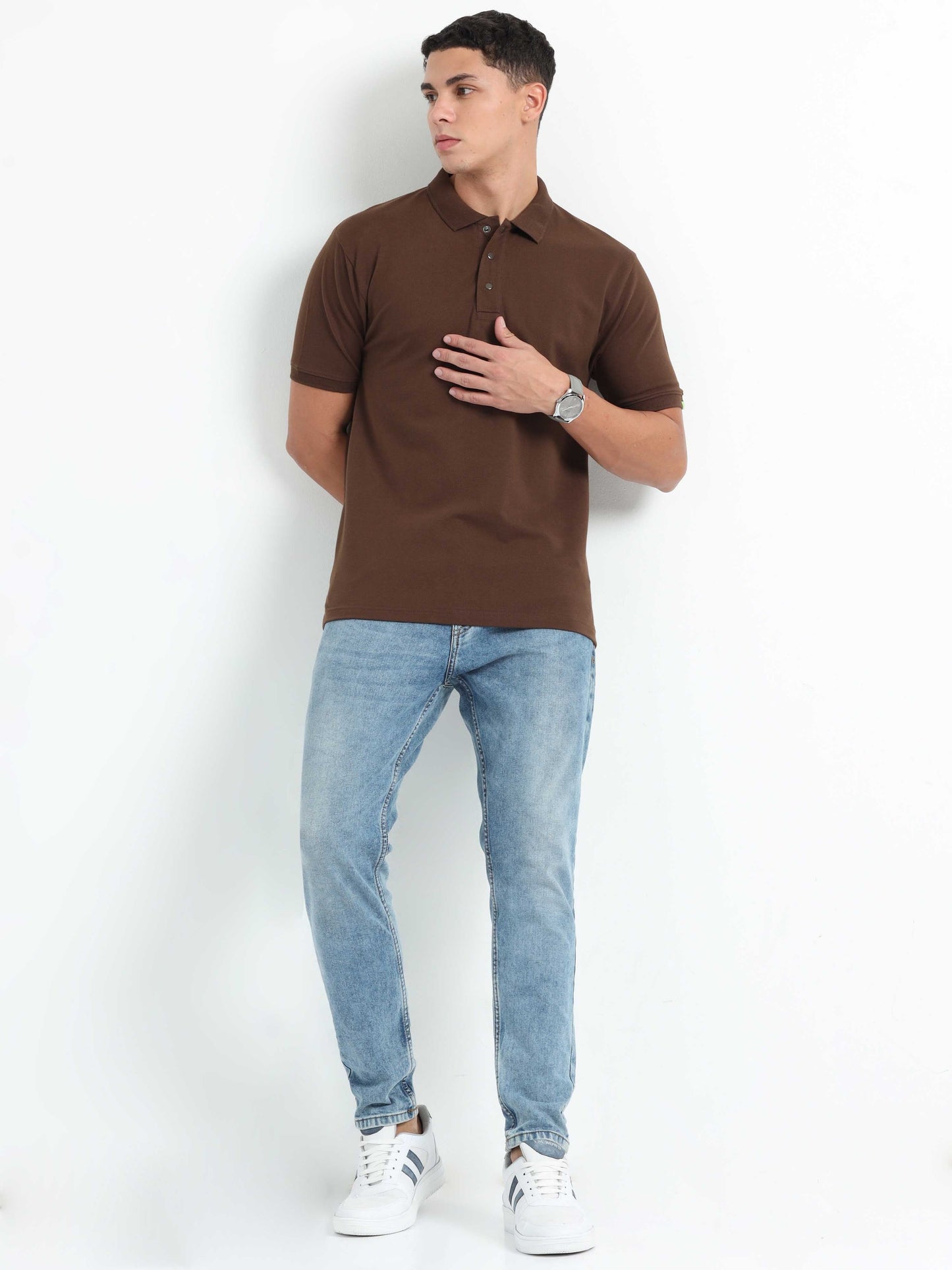 Caslay Organic Cotton Chocolate Polo T-Shirt | Earthy Tone, Sustainable Comfort
