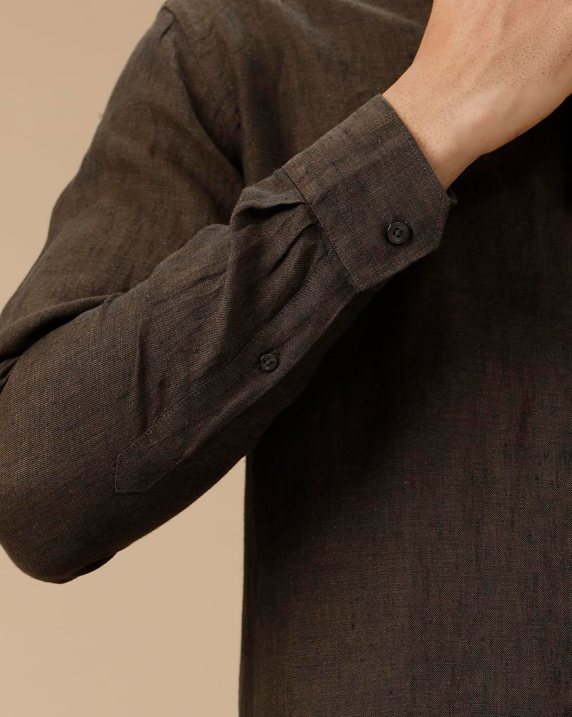 Linen Club Men's Pure Linen Brown Solid Shirt | Premium Comfort & Timeless Style