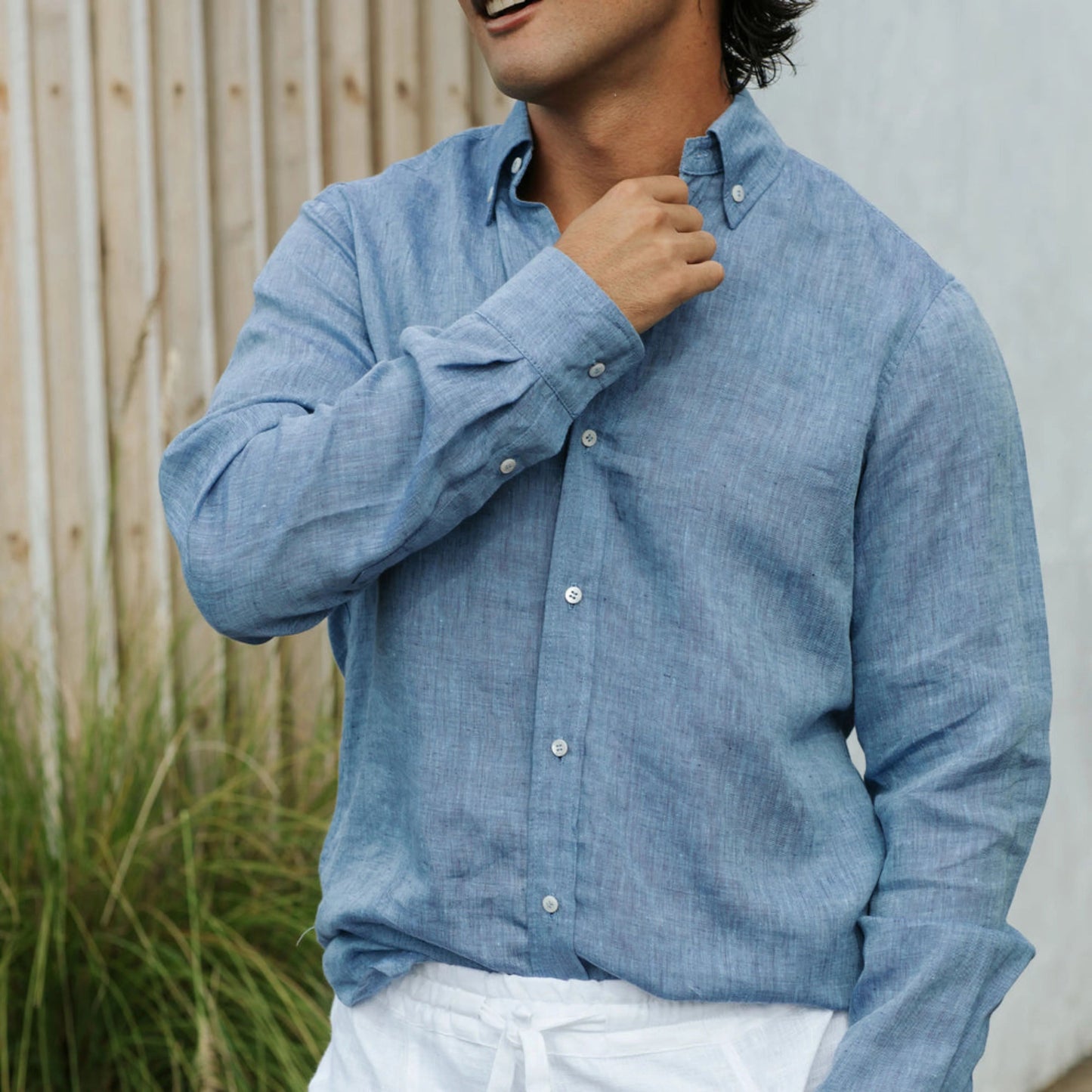 Denim Chambray Cotton Linen Shirt | Effortless Cool Meets Natural Comfort