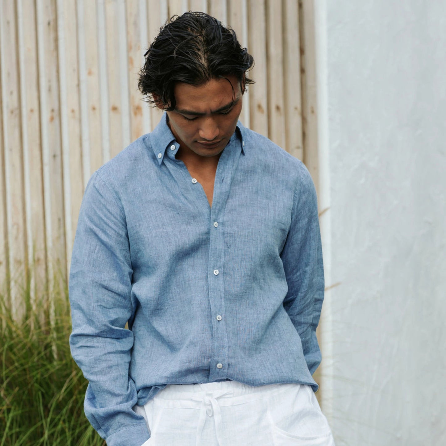 Denim Chambray Cotton Linen Shirt | Effortless Cool Meets Natural Comfort