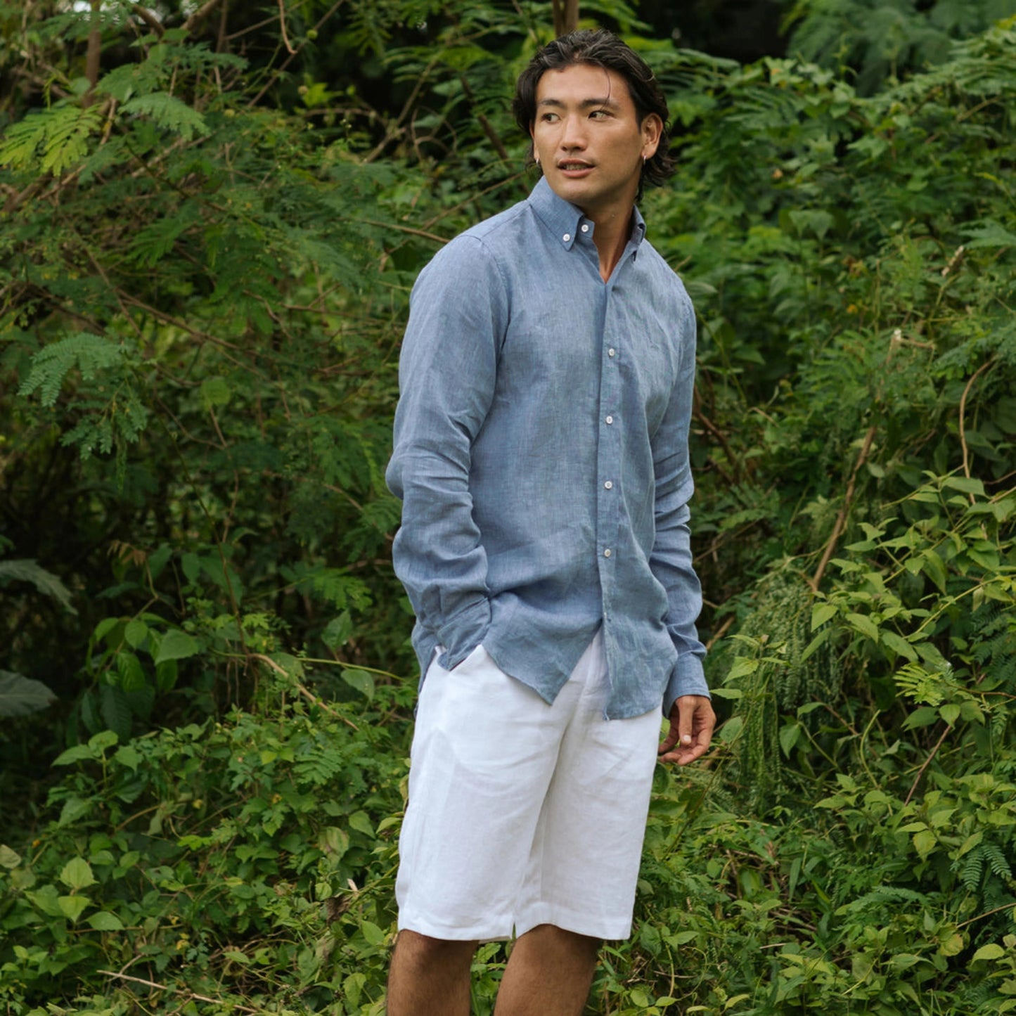 Denim Chambray Cotton Linen Shirt | Effortless Cool Meets Natural Comfort