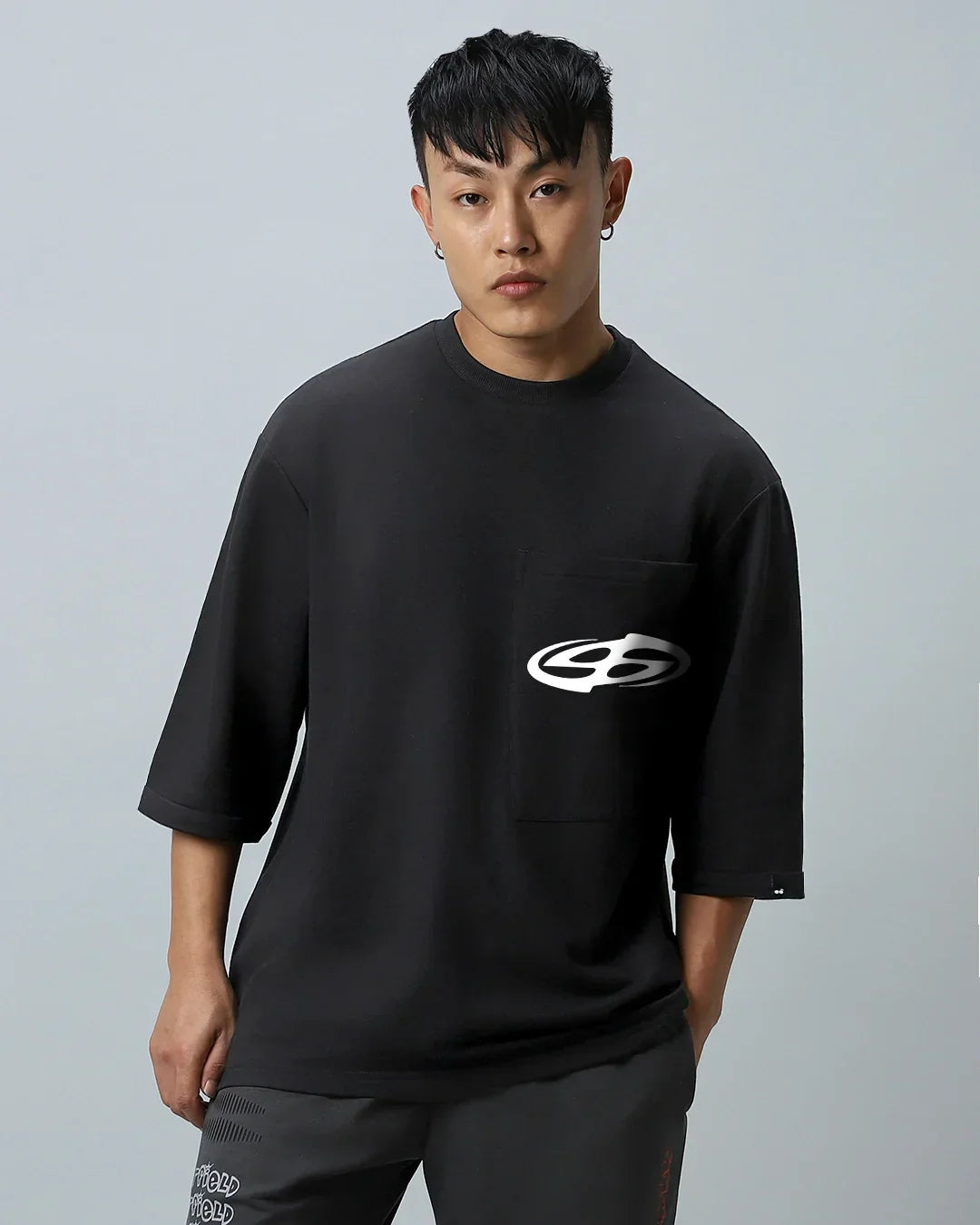 Men's Black Socially Awkward Graphic Printed Super Loose Fit T-shirt