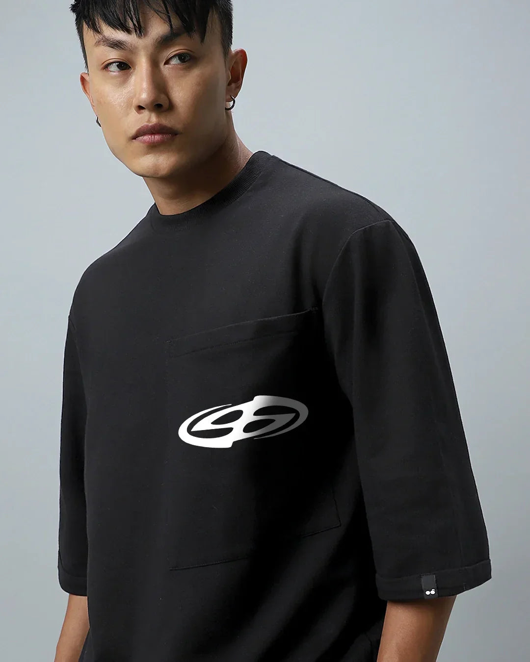 Men's Black Socially Awkward Graphic Printed Super Loose Fit T-shirt