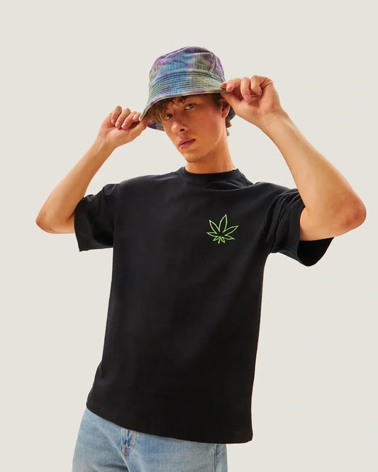 Men's Black Tripping Monkey Graphic Printed Oversized T-shirt