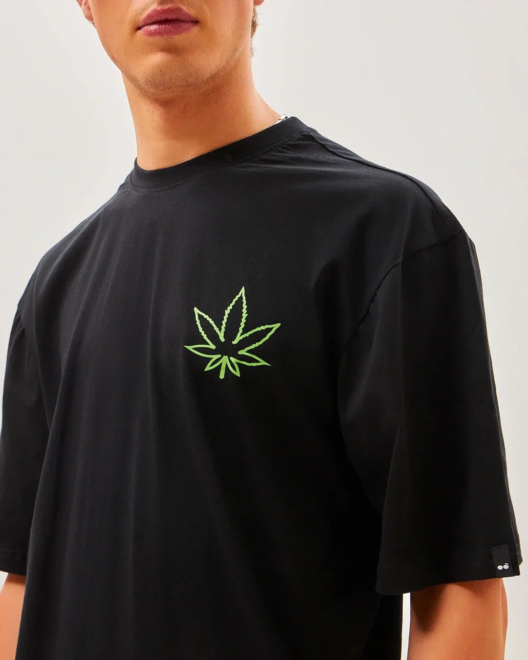 Men's Black Tripping Monkey Graphic Printed Oversized T-shirt