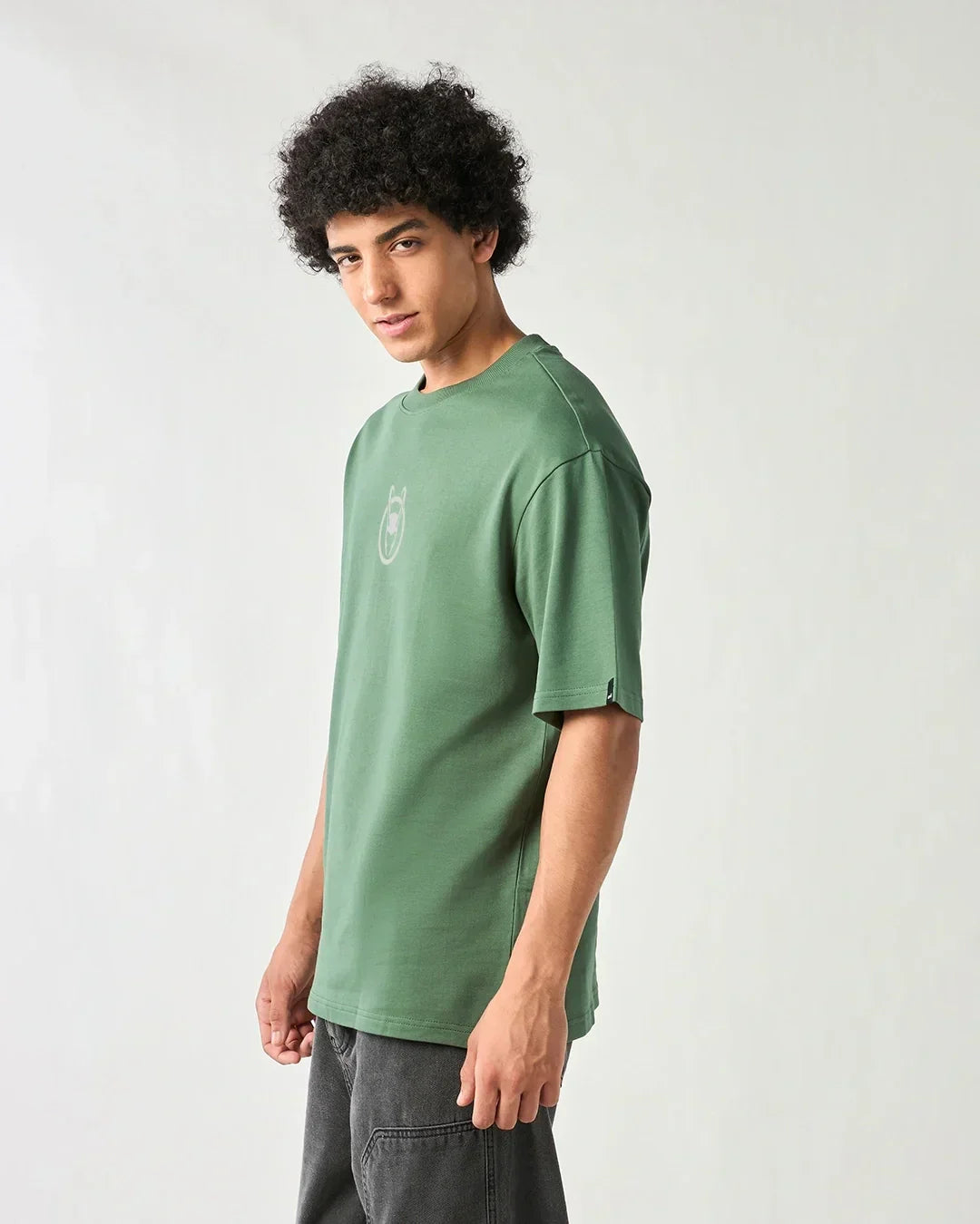 Men's Green Loki Graphic Printed Oversized T-shirt