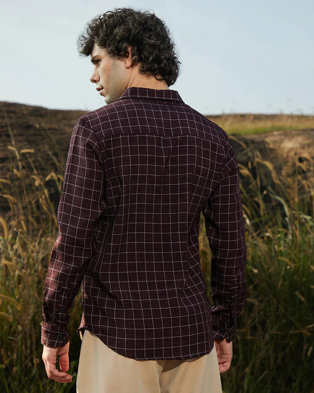 Men's Mocha Brown Checked Shirt