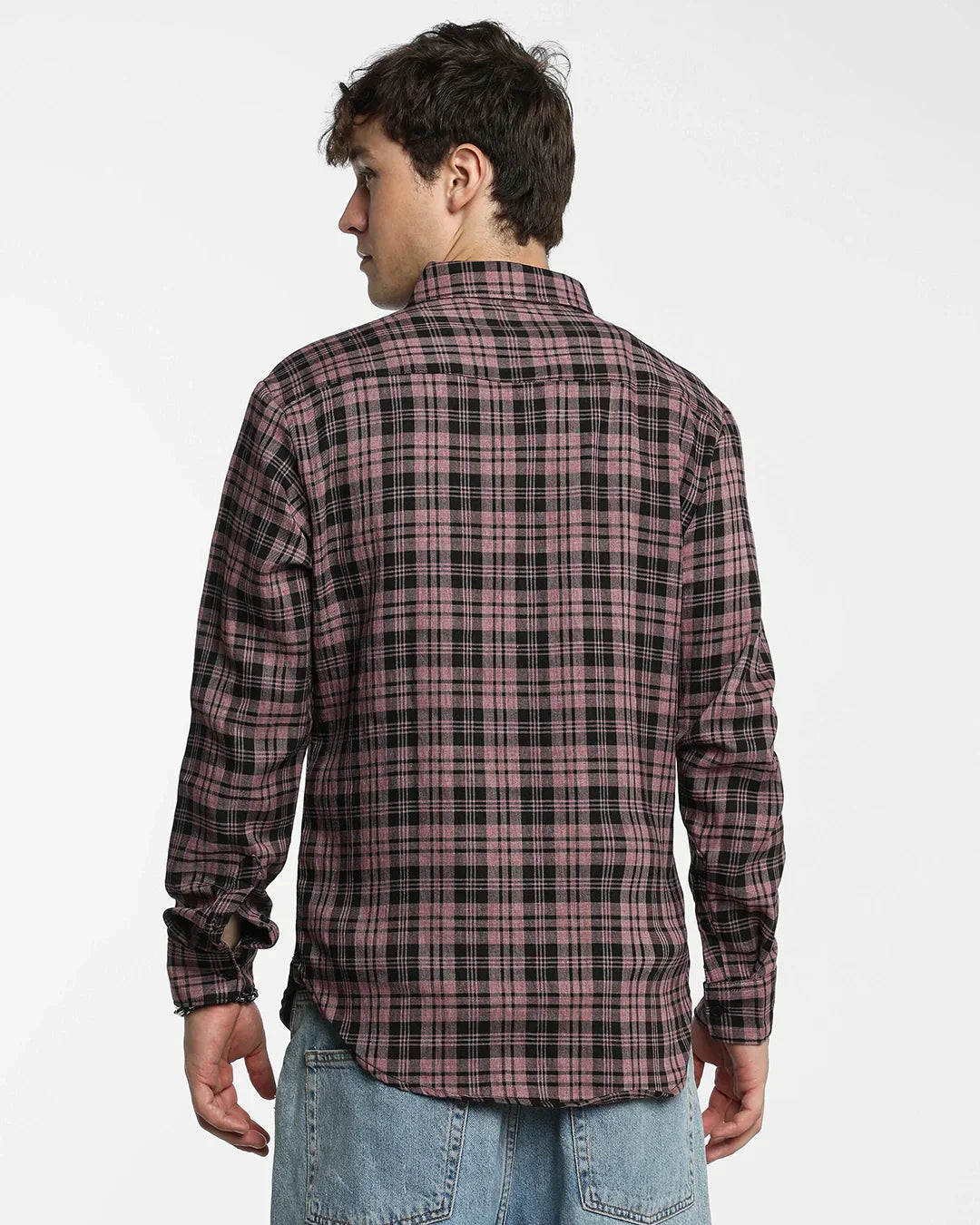 Men's Pink & Black Checked Shirt