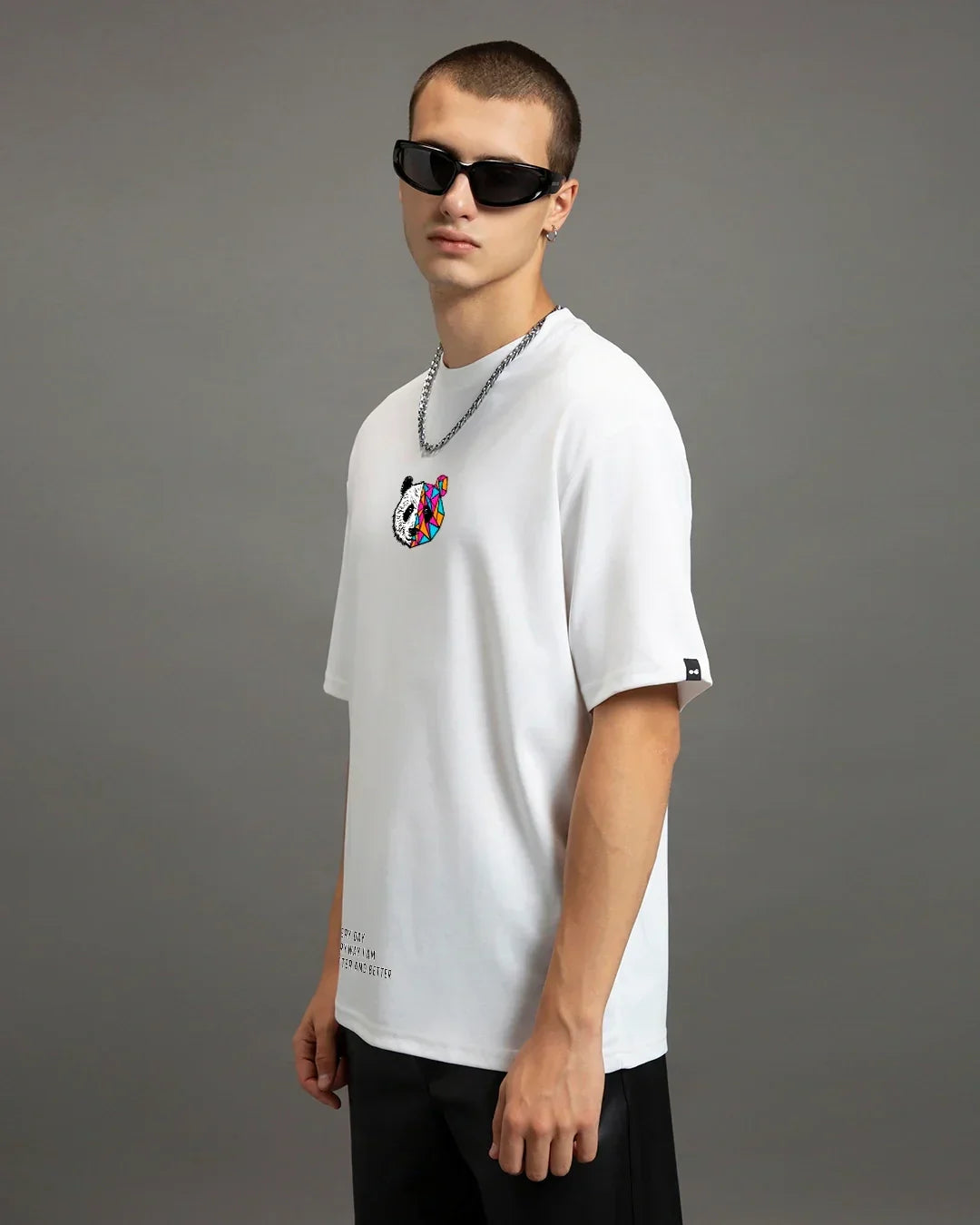 Men's White Better & Better Graphic Printed Oversized T-shirt