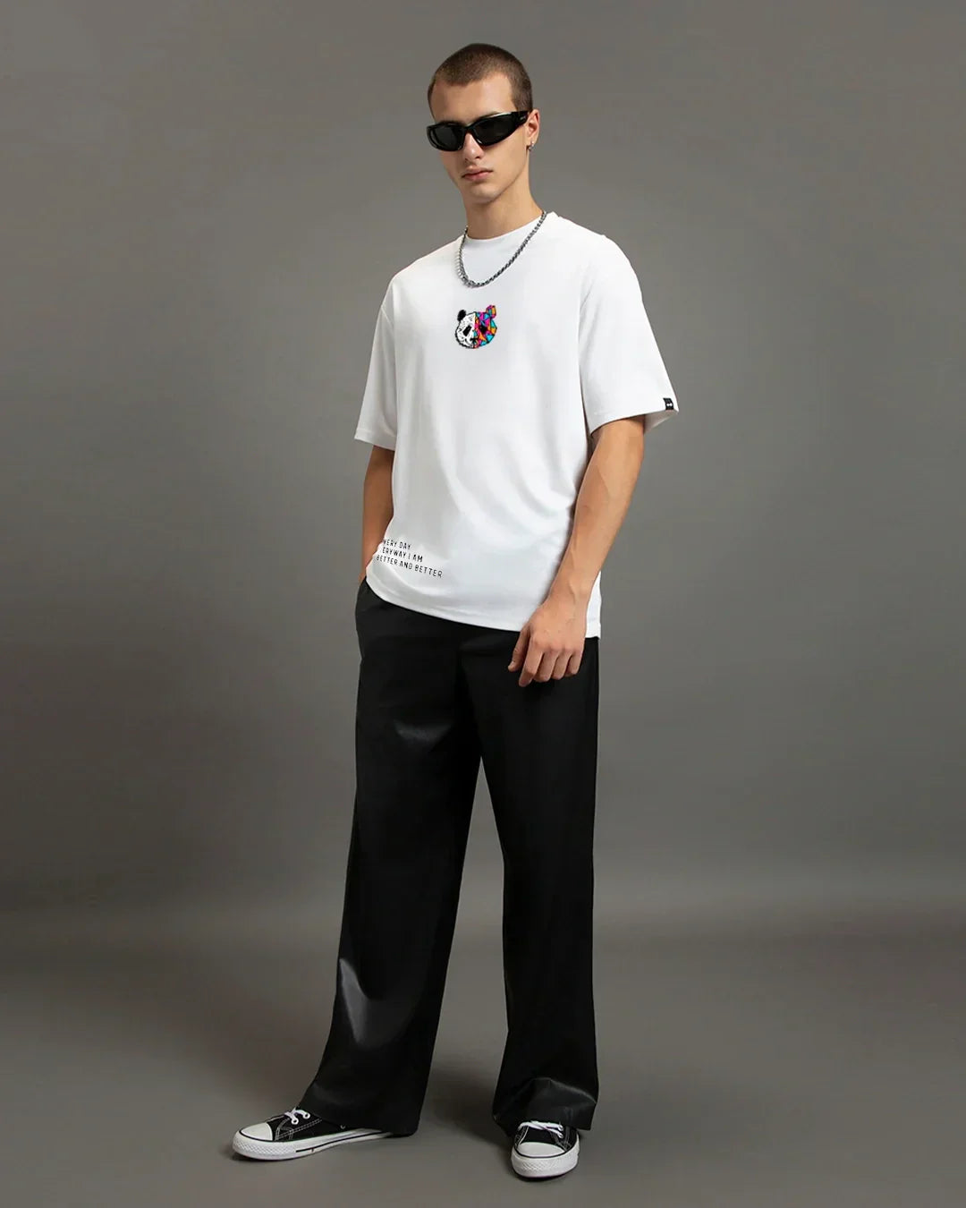 Men's White Better & Better Graphic Printed Oversized T-shirt