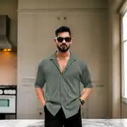 Men Solid Peter Pan Collar Polycotton Light Green T-Shirt