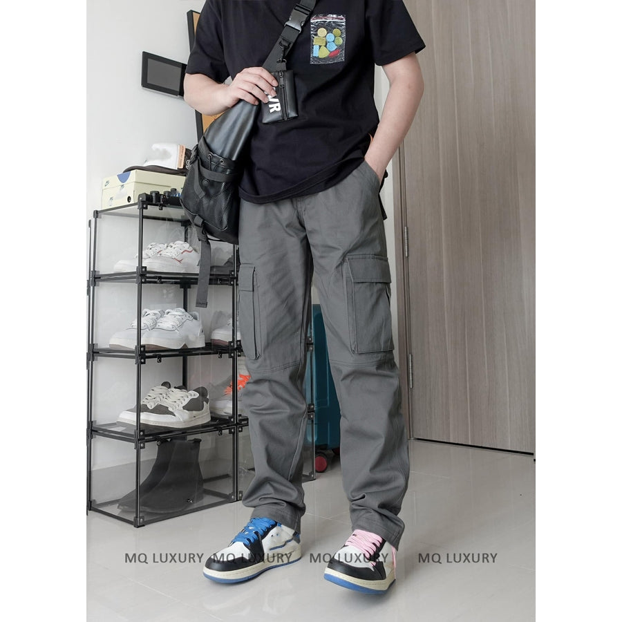 PACK OF 2 TRENDY SUMMER CARGO PANTS (Black + Grey)